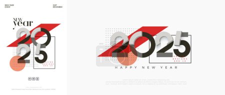 Abstract happy new year 2025 design. With modern numbers and bright and clean colors. Premium vector design for posters, covers and party invitations.