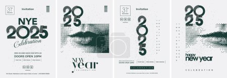 Happy New Year Set Plakatentwurf, mit eleganten 2024 Zahlen mit Vektorillustration der Lippen. Premium-Design zur Feier des guten neuen Jahres 2024.