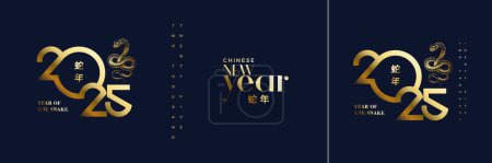 Chinesisch frohes neues Jahr Hintergrund Banner. Mit Illustrationen von glänzenden Luxusgoldenzahlen und Schlange. Hochwertiges Vektordesign zum Feiern.