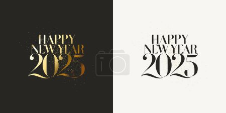Happy new year 2025 design. With gold and black numbers, luxurious and elegant. Premium vector unique and clean design.