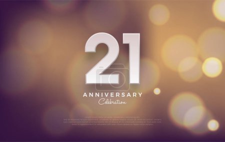 Vector background for 21st anniversary celebration. With colorful bokeh background. premium vector designs for posters, greetings, invitations and social media posts.
