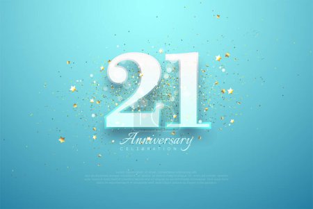 Unique vector number with bluish white numbers. With a background filled with shiny gold glitter. Premium vector design for greetings, party invitations and social media posts.