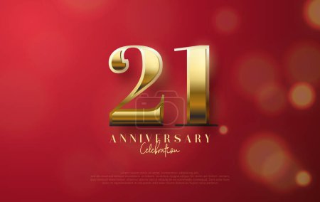21st anniversary with illustrations of luxurious and shiny gold numbers. Premium vector design for greetings, party invitations and social media posts.