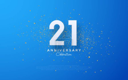 Simple vector for the 21st anniversary celebration. With white numbers on a blue background with scattered glittering.