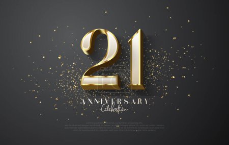 Unique number vector design with 3d number 21 for anniversary celebration. Premium elegant and luxurious vector design for greeting cards, posters and party invitations.