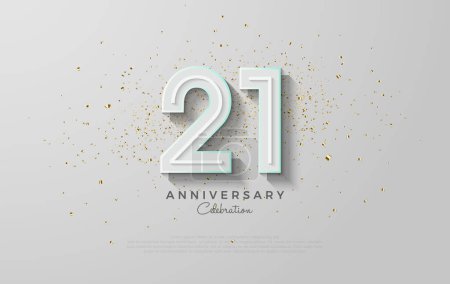 number 21 vector design for the 21st anniversary celebration. With a modern retro style and with scattered glitter decorations.