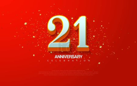 21st anniversary vector background design. With charming classic numbers in white on a red background.