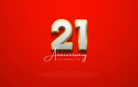 Modern and clean 21st anniversary design. With white and gold numbers in one. The red background makes the design look great and beautiful.