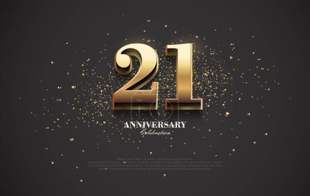 21st anniversary 3d number design. With shiny gold numbers. The black background makes the design look charming.