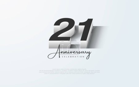 Simple elegant and modern design for the 21st anniversary. With clean and charming 3D numbers.