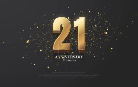 Bold design of the number 21 in luxurious and shiny gold color. Premium vector design for anniversary celebrations.