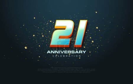 Modern and colorful design for the 21st anniversary celebration. Decorated with glitter and a charming dark background.
