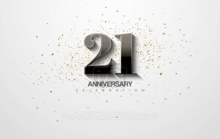 Illustration number 21 in black reflects in the light. Premium vector design for anniversary celebrations.
