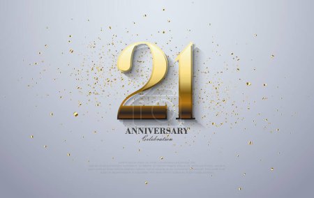 Unique vector number for the 21st anniversary celebration. With shiny gold color exposed to light. And it sits on a magnificent white backdrop.