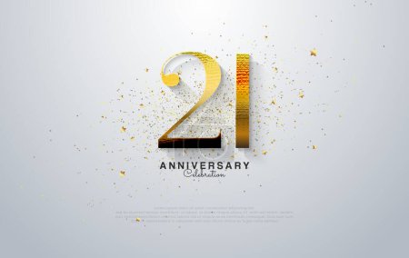 21st Anniversary premium vector design. modern vector and luxurious with a charming combination of gold and white.