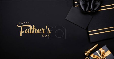 Happy fathers day elegant background with very solid coloring between gold and black. Design for happy fathers day celebrations.