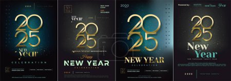 Frohes Neues Jahr 2025 Cover Design Poster. Mit der Abbildung von 3D-Uhren realistischen Fantasy-Stil mit starken Farben. Premium-Vektordesign für Feiern und Einladungen.