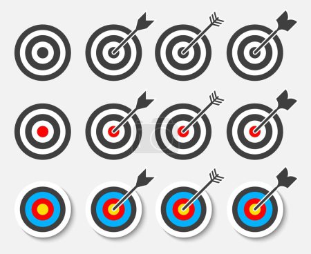 Target icon. Goal sign. Dartboard symbol. Bullseye logo. Business success way, investment goal, marketing target challenge, financial strategy target, purpose achievement, focus objective, making decision concept. flat vector sign illustration