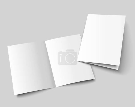 Illustration for A4 brochure mock up layout. A3 half-fold blank template design. Flyer isolated with copy space. 3d vector illustration. - Royalty Free Image