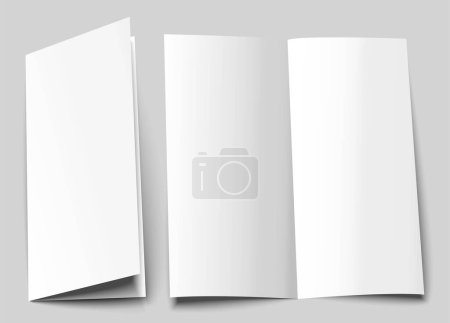 Photo for A6 brochure cover mock up layout. A5 half-fold blank template design. Bi fold, vertical half fold Flyer isolated with copy space. 3d vector illustration. - Royalty Free Image