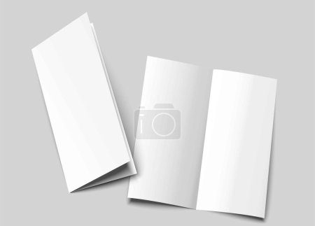 Photo for A6 brochure cover mock up layout. A5 half-fold blank template design. Bi fold, vertical half fold Flyer isolated with copy space. 3d vector illustration. - Royalty Free Image