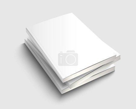 Photo for A4 book stack mock up with white hard cover layout. Blank journal template design. Textbook with copy space. 3d vector illustration. - Royalty Free Image