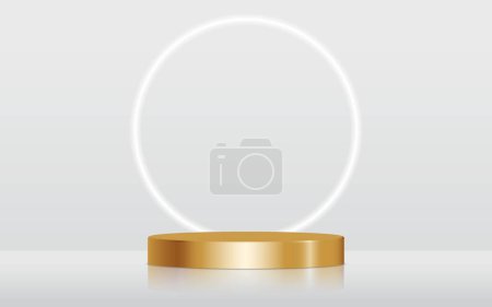 Photo for Silver podium scene with neon light - Royalty Free Image