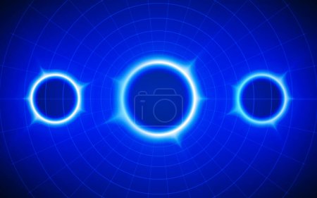 Photo for Futuristic technological three aura round grid background. Circle digital futurist cyber space design, cyberpunk tech, Portal to virtual reality, science fiction matrix, science neon light template - Royalty Free Image
