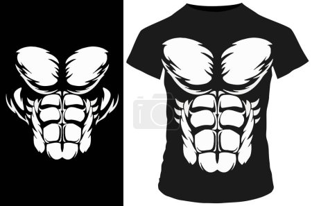 Illustration for 8 pack abs t - shirt with short sleeve - Royalty Free Image