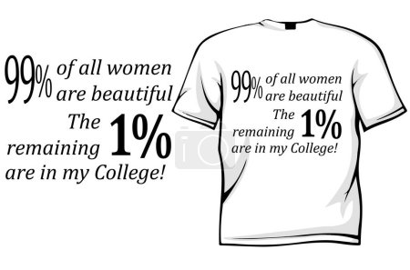 Illustration for 99% women are beautiful  t - shirt design - Royalty Free Image