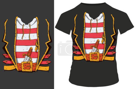 Ilustración de Traje pirata camiseta diseño vector ilustración - Imagen libre de derechos