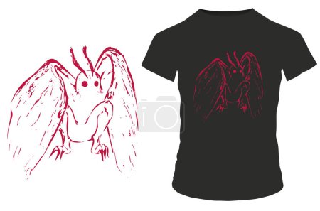 Illustration for Red Mothman  t-shirt design vector illustration - Royalty Free Image