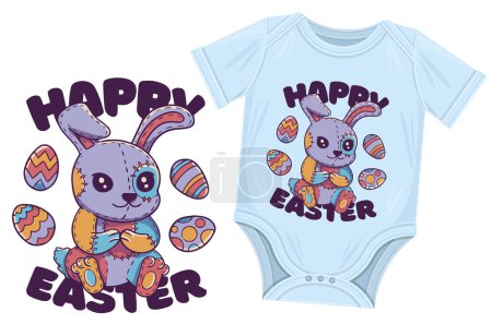 Ilustración de Pascua conejito camiseta diseño vector ilustración - Imagen libre de derechos