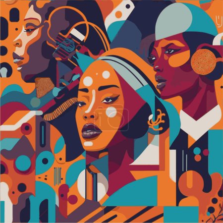 Téléchargez les illustrations : Illustration vectorielle de la diversité africaine - en licence libre de droit
