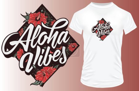 Ilustración de Diseño camiseta aloha vibraciones - Imagen libre de derechos