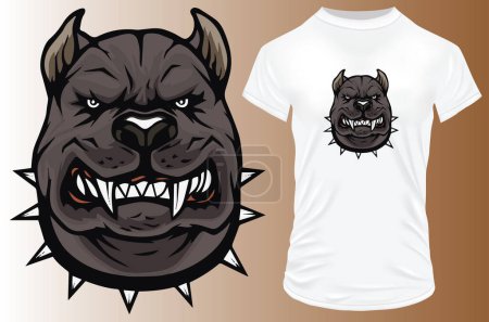 Illustration for Angry dog  t - shirt vector - Royalty Free Image