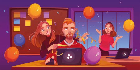 Illustration for Angry man on  office party - Royalty Free Image