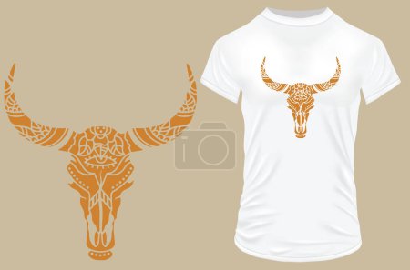 Illustration for Vector illustration of a skull t-shirt design - Royalty Free Image
