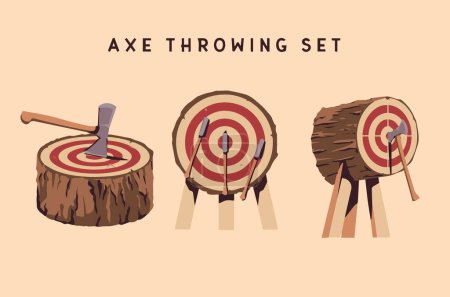 Illustration for Set of hand drawn axe throwing - Royalty Free Image