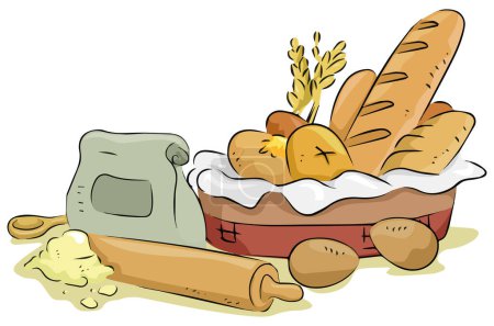 Illustration for Bakery items vector illustration - Royalty Free Image