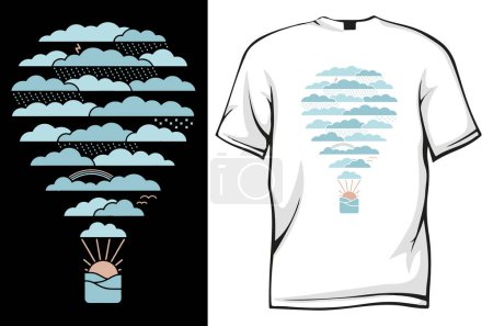 Illustration for T - shirt print design, vector illustration baloon clouds - Royalty Free Image