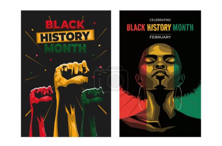 Téléchargez les illustrations : Ensemble de bannières noir mois de l'histoire - en licence libre de droit