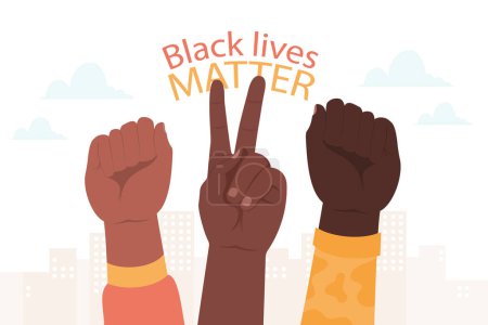 Illustration for Black lives matter with hands - Royalty Free Image