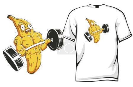 Ilustración de Culturista banana fitness t - diseño de la camisa, vector - Imagen libre de derechos