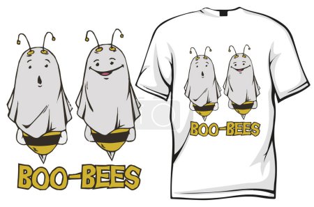 Illustration for Cartoon t - shirts design boo bees - Royalty Free Image