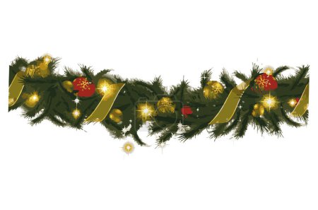Téléchargez les illustrations : Décoration de Noël avec branche de sapin - en licence libre de droit