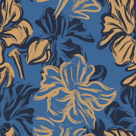 Illustration for Vector illustration of floral seamless pattern with flowers - Royalty Free Image