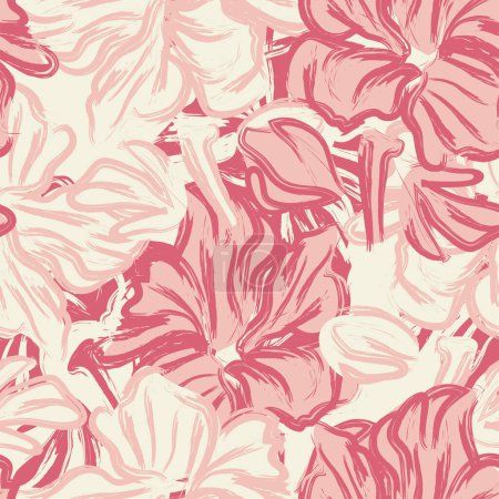 Illustration for Seamless pattern with hand drawn flowers - Royalty Free Image