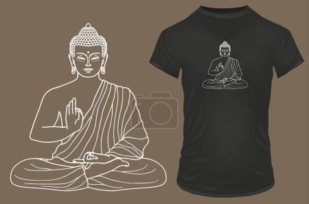 Téléchargez les illustrations : Bouddha t-shirt vecteur de conception - en licence libre de droit