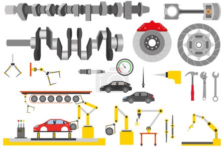 illustration vectorielle de pièces de voiture 
